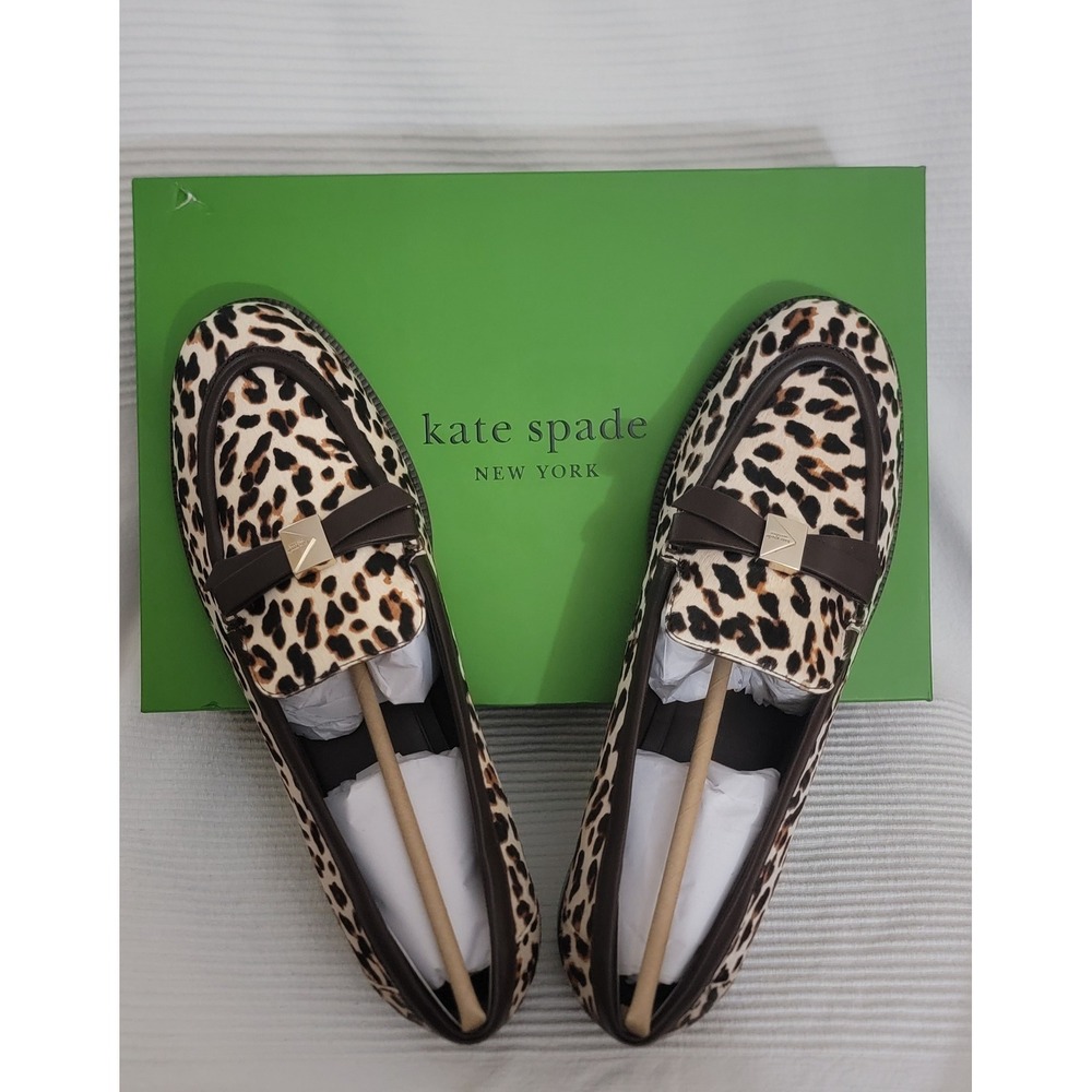 Kate Spade New York Deco Bow HC Loafer Leopard Print Pony Hair Women's Shoes - Picture 6 of 6